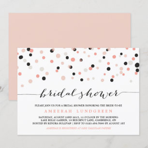 Coral Blush Confetti Dots Bridal Douche Invitation