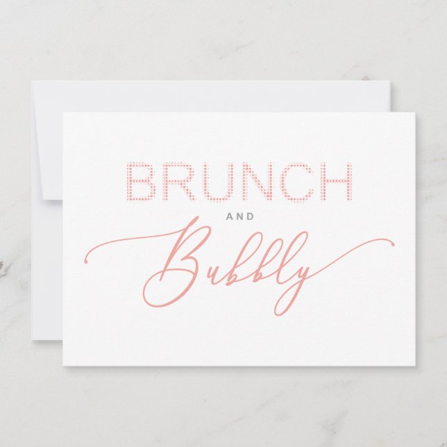 Coral Brunch  Bubbly Bridal Shower Typography (Devant)