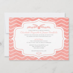 Coral Chevron Invitations de mariage