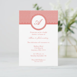 Coral Chevron Monogram Douche nuptiale Invitation