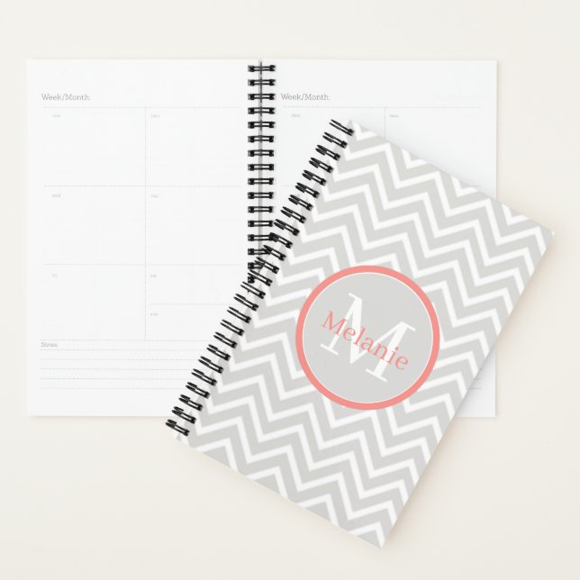 Coral Chevron Monogramme (Devant avec enveloppe)