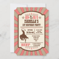 Coral Cowboy Rodeo Anniversaire Fête Invitation