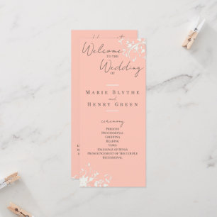 Coral & Crème Filigree Élégant programme de mariag