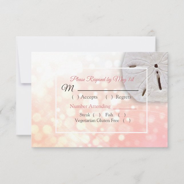 Coral Dollar Oceanic Wedding Carte RSVP (Devant)