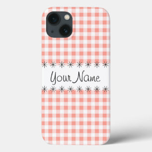 Coral En vichy vérifier 'Nom' iPad Mini coque
