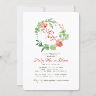 Coral Essence Bridal Luncheon Douche Invitation