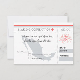 Coral et Gris Carte d'embarquement RSVP POUR LE ME