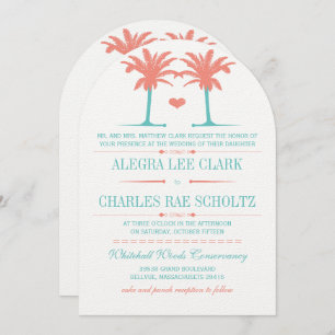 Coral et Neo Mint Beach Typographie Invitation