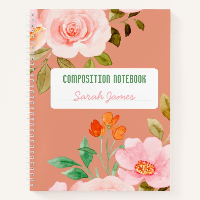 Coral Floral - Journal de composition personnalisé (Devant)
