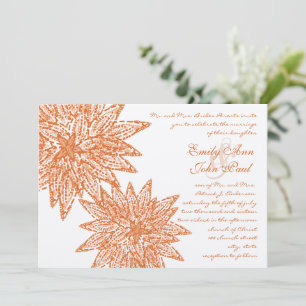 Coral Floral moderne Dahlia Invitations de mariage