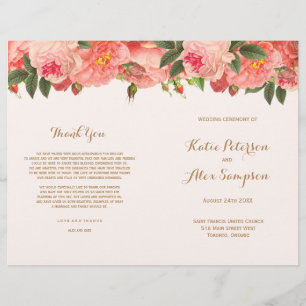 Coral Floral programmes de mariage