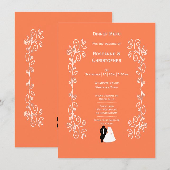 Coral Mariage Menu Bride Conception de la chambre  (Devant / Derrière)