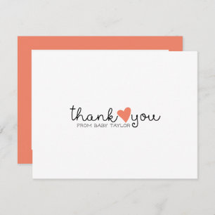 Coral mignon Orange Baby shower de coeur Merci