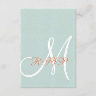 Coral Mint Green Linen Mariage rustique Carte RSVP