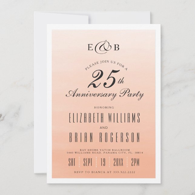 Coral Ombre | Invitation Anniversaire (Devant)