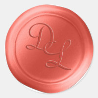 Coral Orange 2 Lettre Monogramme Stickers cire