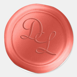Coral Orange 2 Lettre Monogramme Stickers cire