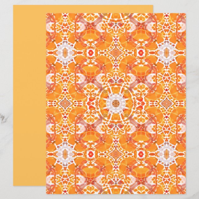 Coral Orange et crème Batik Motif (Devant / Derrière)