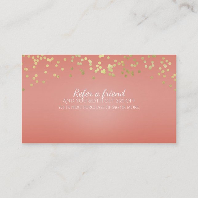 Coral Peach & Gold Dots Chic Consulter une carte d (Devant)