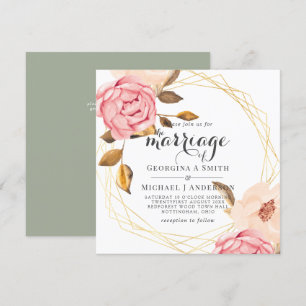 Coral Peach Rose Or Floral Invitations de mariage