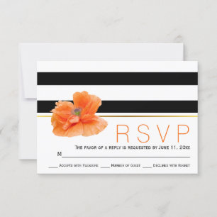 Coral poppy, noir blanc rayé mariage RSVP