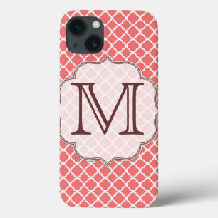 Coral Quaterfoil Latti Monogramme Coque ipad initi