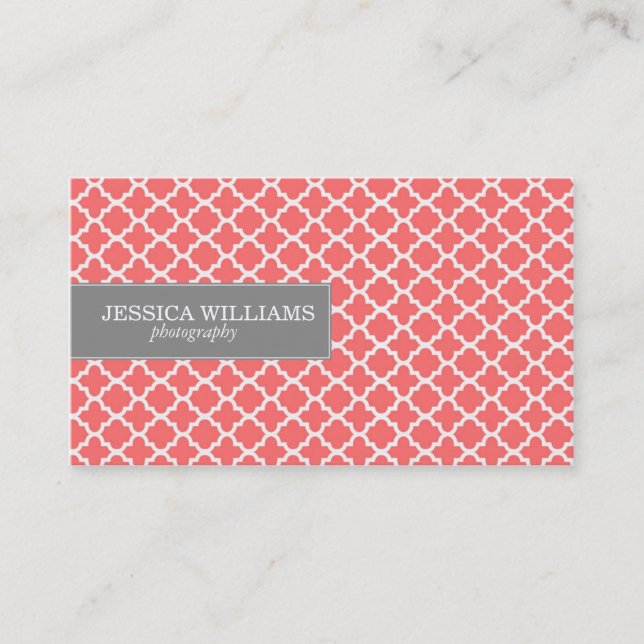 Coral Quatrefoil Cartes de visite (Devant)