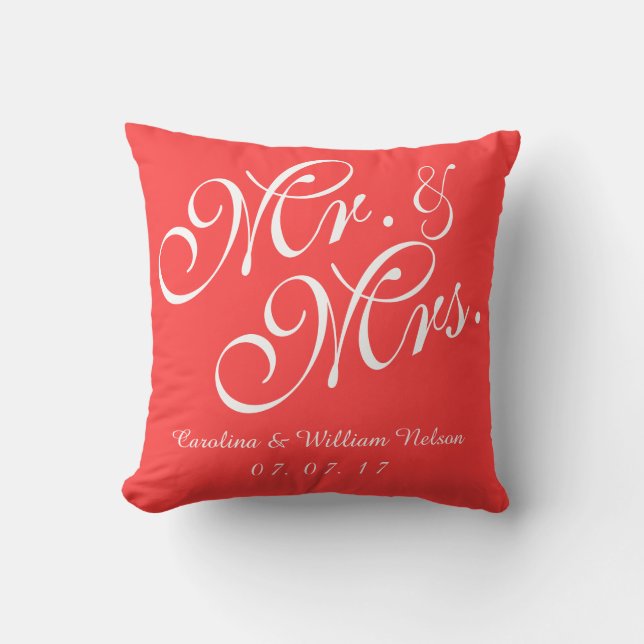 Coral Red M. et Mme la Mariage Coussin (Recto)