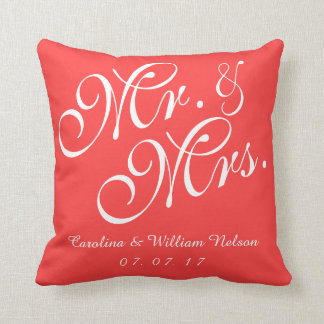 Coral Red M. et Mme la Mariage Coussin