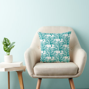 Coral Reef Beach Coussin Turquoise