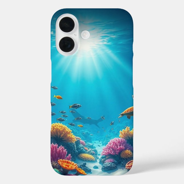 Coral Reef Ocean Life iPhone esthétique 16 Coque (Verso)