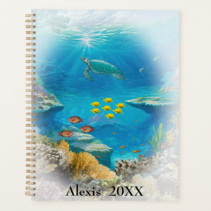 Coral Reef Poisson coloré et tortue de mer Vignett