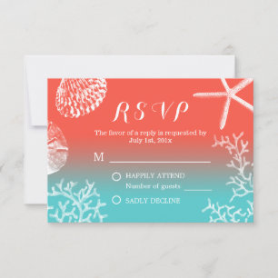Coral Reef Starfish Beach Wedding Réponse RSVP