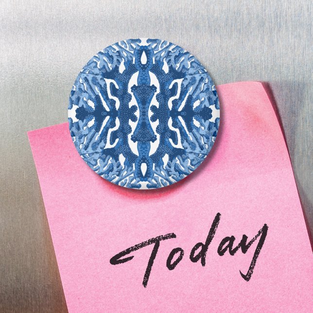 Coral Rococo en bleu indigo Option 2 Magnet (Créateur téléchargé)