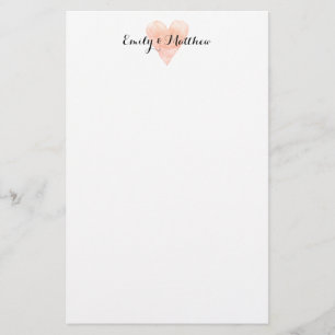 Coral rose aquarelle coeur mariage papeterie