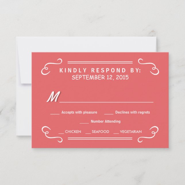 Coral Rose Eat Drink & RSVP Rustic Mariage Répondr (Devant)