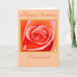 Coral Rose en Fleur Bonne carte d'anniversaire