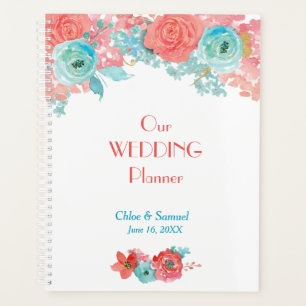 Coral rose et Aqua Mariage Floral
