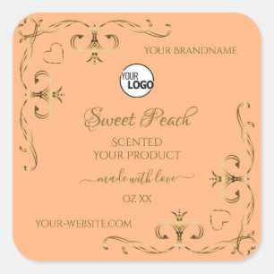 Coral Rose Produit Étiquettes Gold Ornate Corners