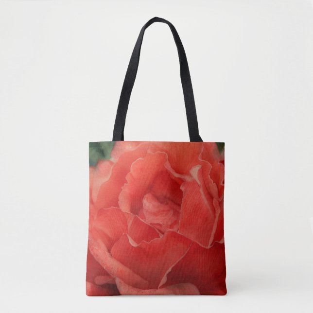 Coral rouge Rose Fleur Floral Pétales Art Sac four (Devant)