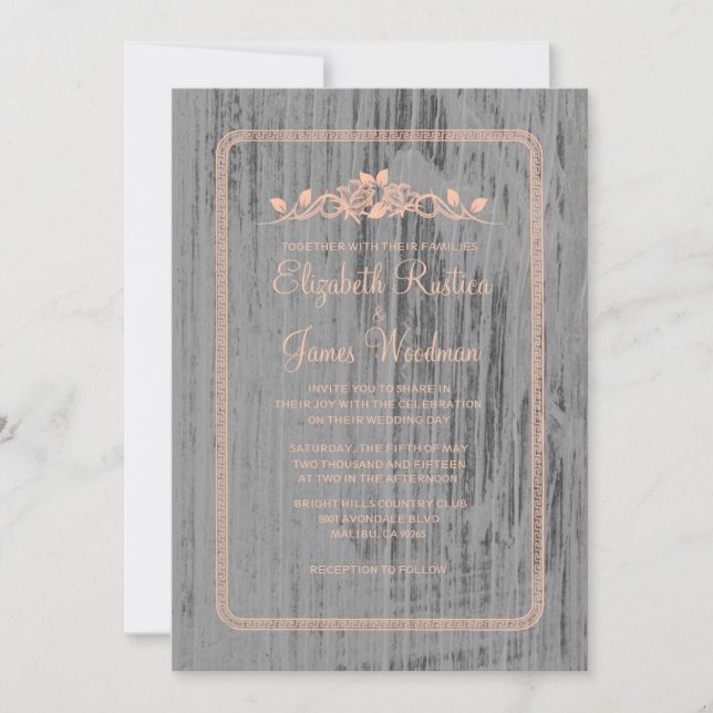 Coral Rustic Country Burlap Invitations de mariage (Devant)