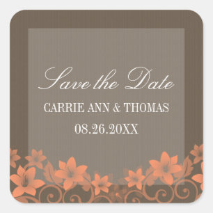 Coral Rustic Floral Enregistrer les stickers Date