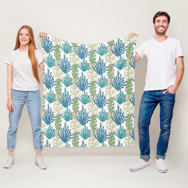 Coral Seaweed Motifs couvertures en toison (En situation)