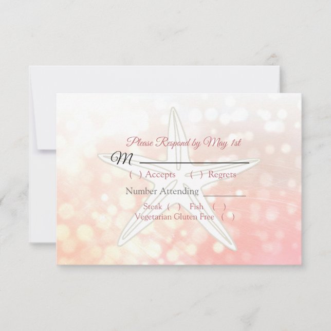 Coral Starfish Oceanic Wedding Carte RSVP (Devant)