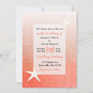 Coral Starfish Plage Mariage Invitations