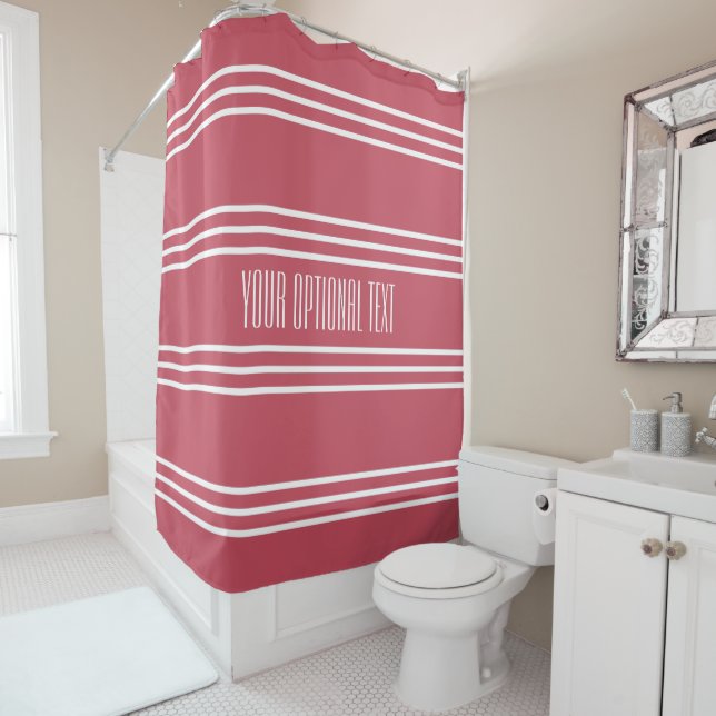 Coral Stripes Custom Text rideau de douche (En situation)