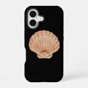 Coral Toned Scallop Shell Black iPhone 16 Coque