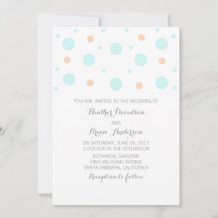 Coral Turquoise Confetti Mariage Invitation