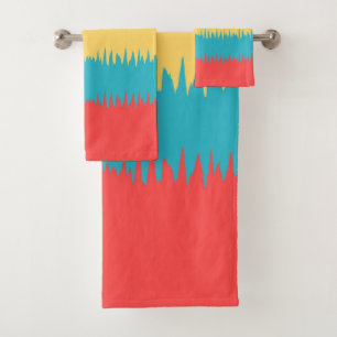 Coral Turquoise Yellow Stripes