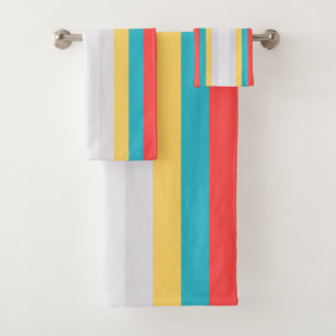 Coral Turquoise Yellow White Stripes
